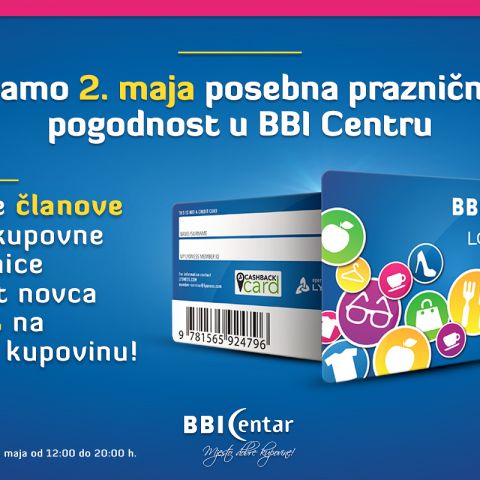 5% cashback on every purchase in BBI Center on May 2nd