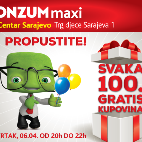 Every 100th purchase in Konzum FREE