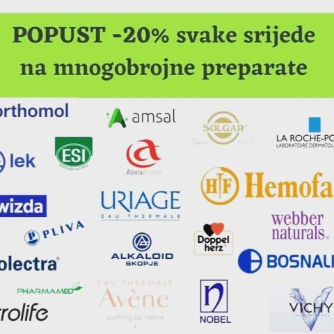 Svake srijede 20 % popusta na preko 20 brandova